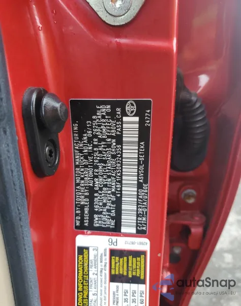 2013 Toyota Camry L из США, поврежденный, VIN 4T4BF1FK5DR324356